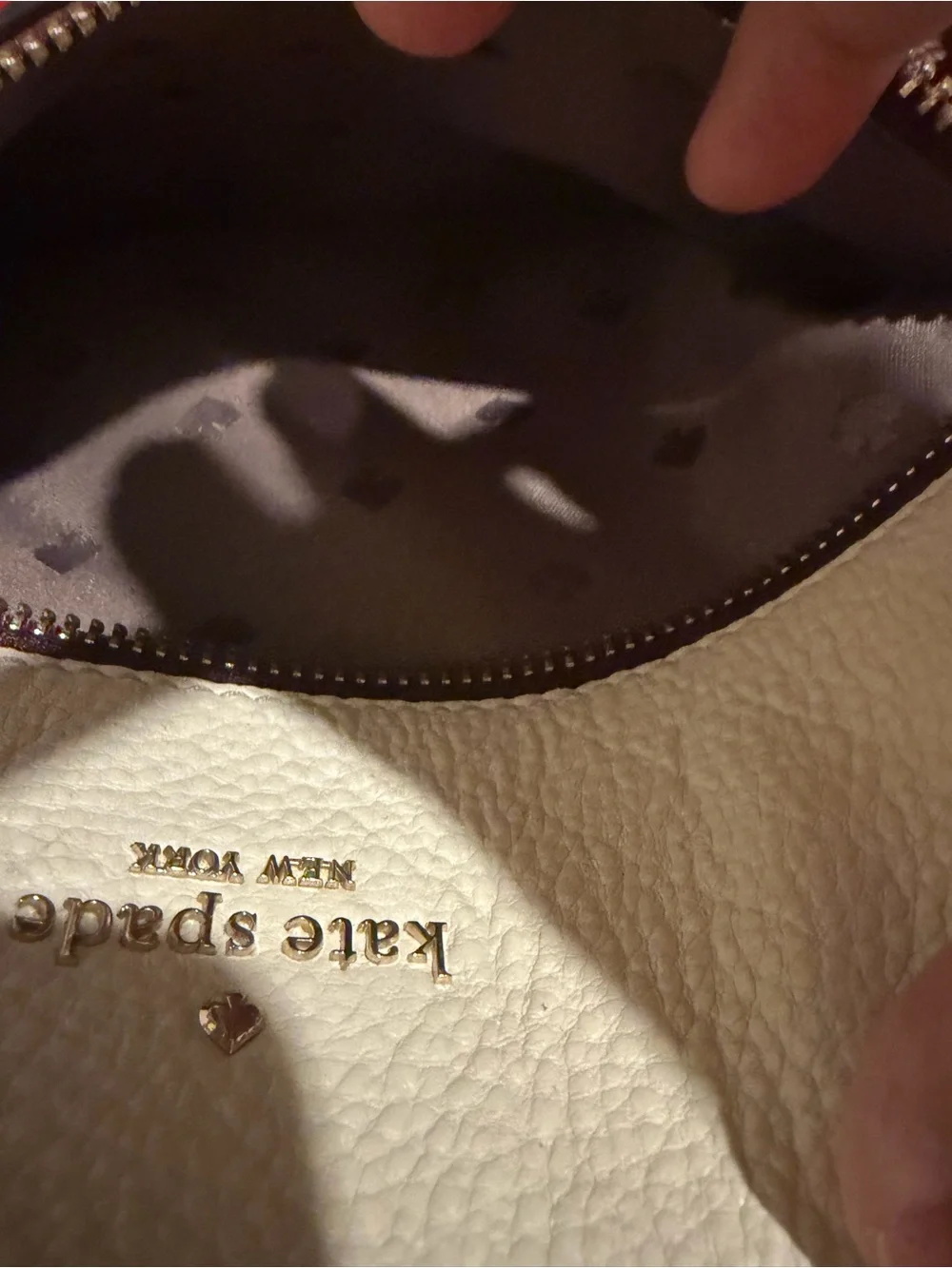 kate spade Cream and Taupe Pebbled Leather Crossbody